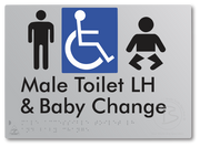Male Accessible Toilet LH & Baby Change - Braille Tactile Signs Aust.