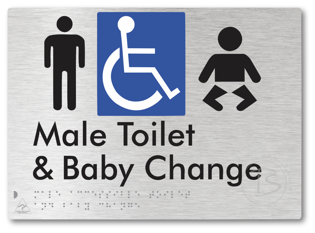 Male Accessible Toilet & Baby Change - Braille Tactile Signs Aust.