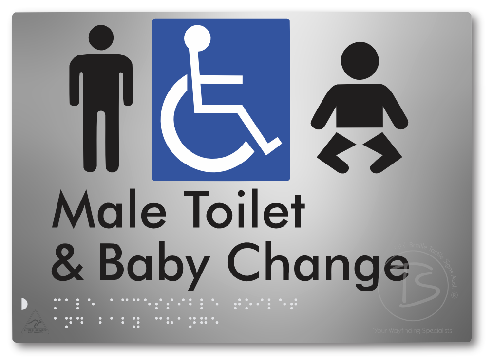Male Accessible Toilet & Baby Change - Braille Tactile Signs Aust.
