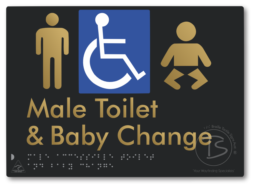 Male Accessible Toilet & Baby Change - Braille Tactile Signs Aust.