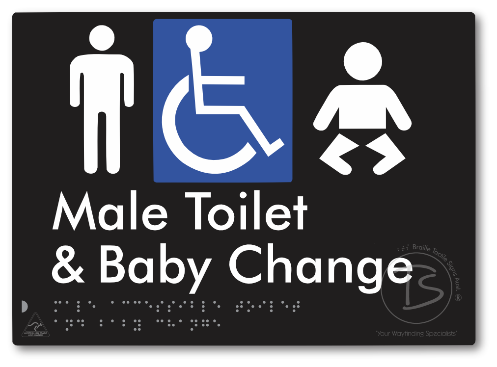 Male Accessible Toilet & Baby Change - Braille Tactile Signs Aust.