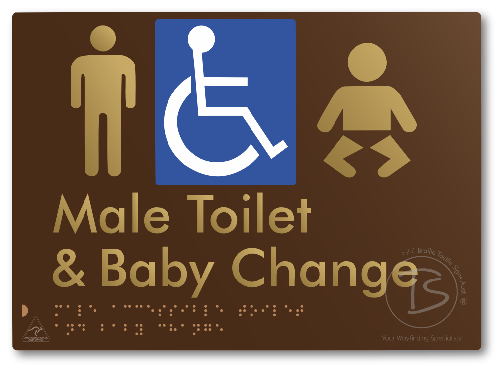 Male Accessible Toilet & Baby Change - Braille Tactile Signs Aust.