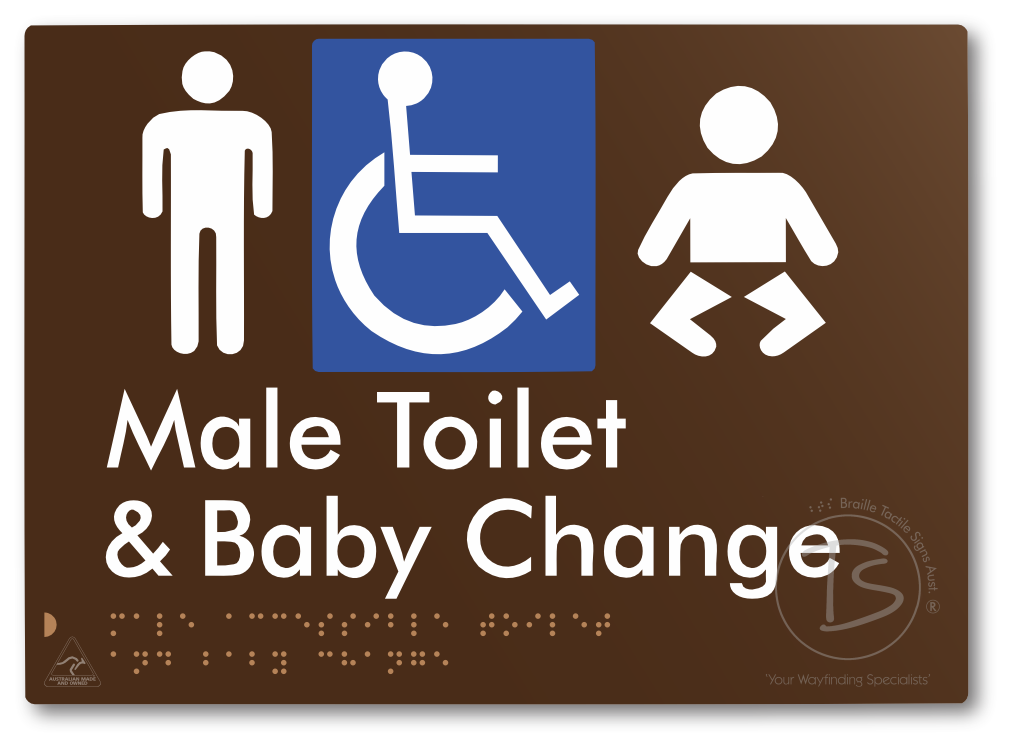 Male Accessible Toilet & Baby Change - Braille Tactile Signs Aust.