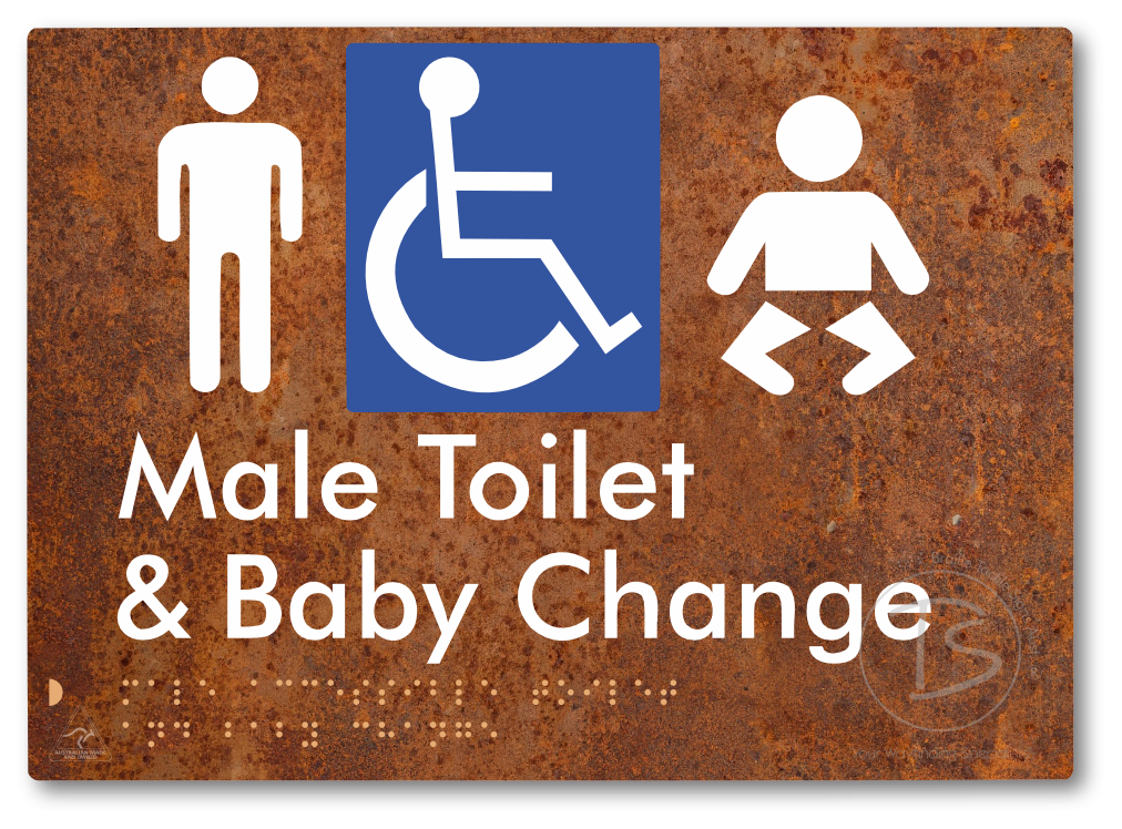 Male Accessible Toilet & Baby Change - Braille Tactile Signs Aust.