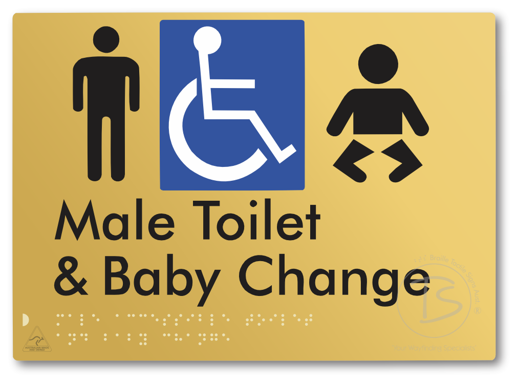 Male Accessible Toilet & Baby Change - Braille Tactile Signs Aust.