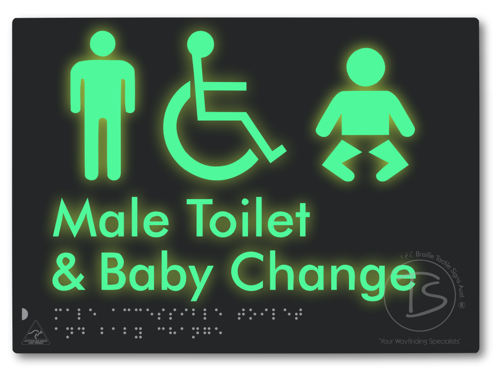 Male Accessible Toilet & Baby Change - Braille Tactile Signs Aust.