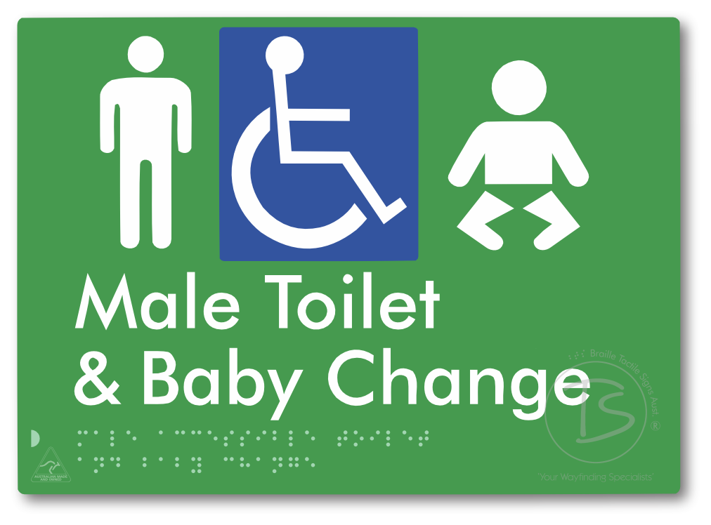 Male Accessible Toilet & Baby Change - Braille Tactile Signs Aust.
