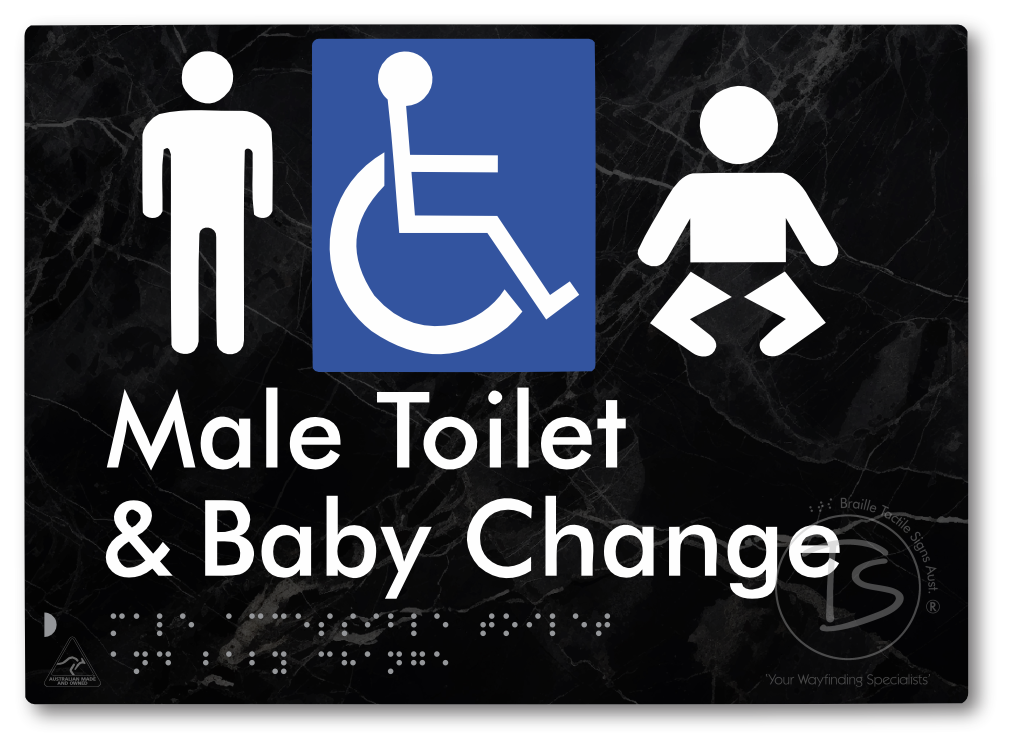 Male Accessible Toilet & Baby Change - Braille Tactile Signs Aust.