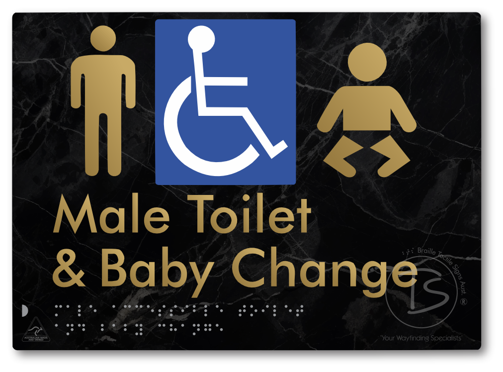 Male Accessible Toilet & Baby Change - Braille Tactile Signs Aust.