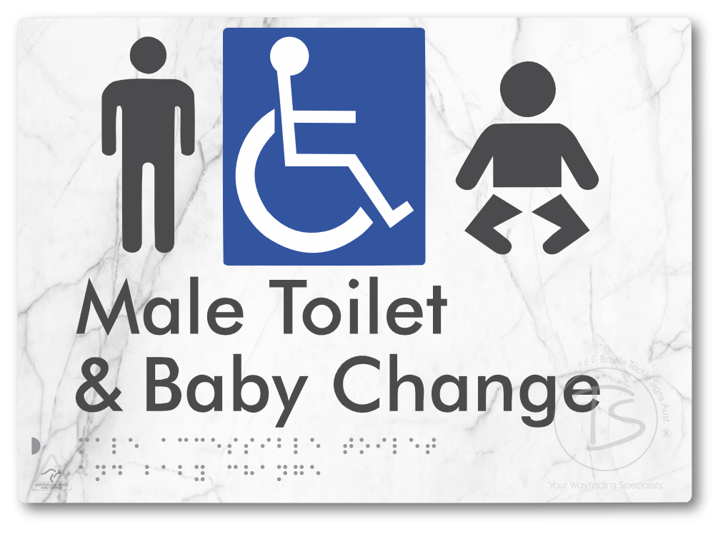 Male Accessible Toilet & Baby Change - Braille Tactile Signs Aust.