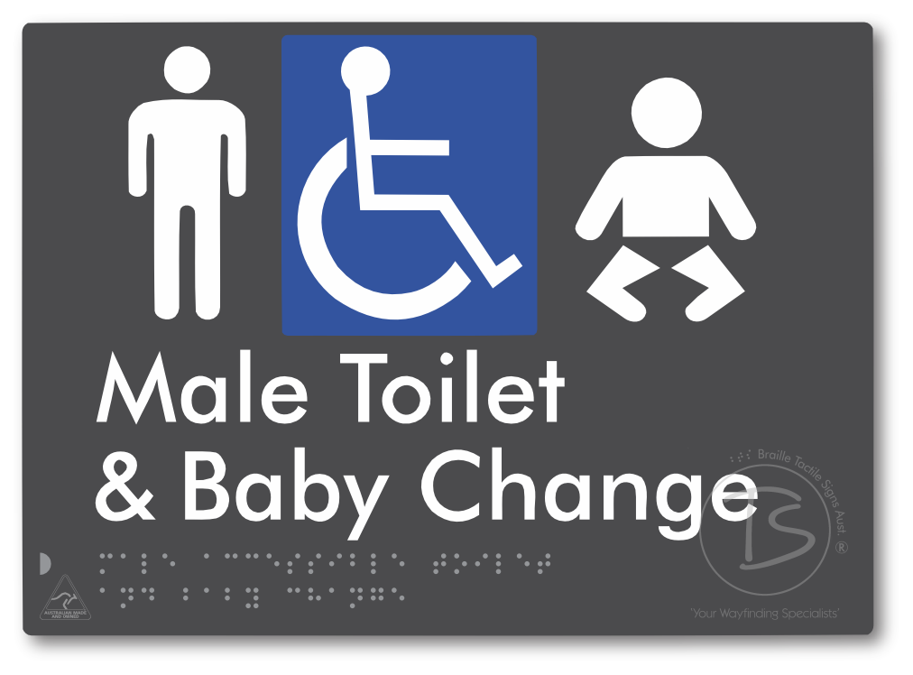 Male Accessible Toilet & Baby Change - Braille Tactile Signs Aust.