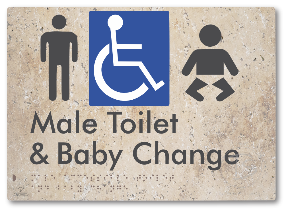 Male Accessible Toilet & Baby Change - Braille Tactile Signs Aust.