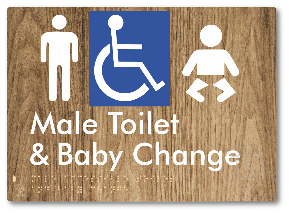 Male Accessible Toilet & Baby Change - Braille Tactile Signs Aust.