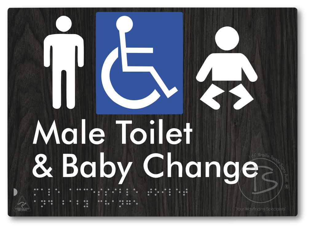 Male Accessible Toilet & Baby Change - Braille Tactile Signs Aust.