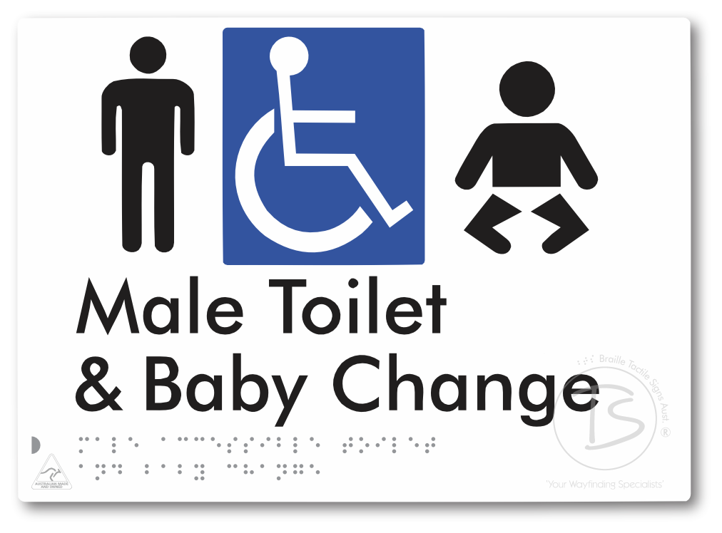 Male Accessible Toilet & Baby Change - Braille Tactile Signs Aust.