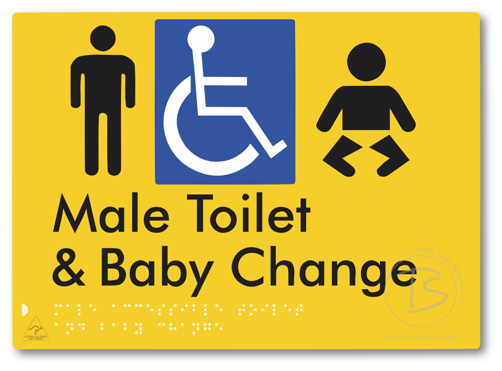 Male Accessible Toilet & Baby Change - Braille Tactile Signs Aust.