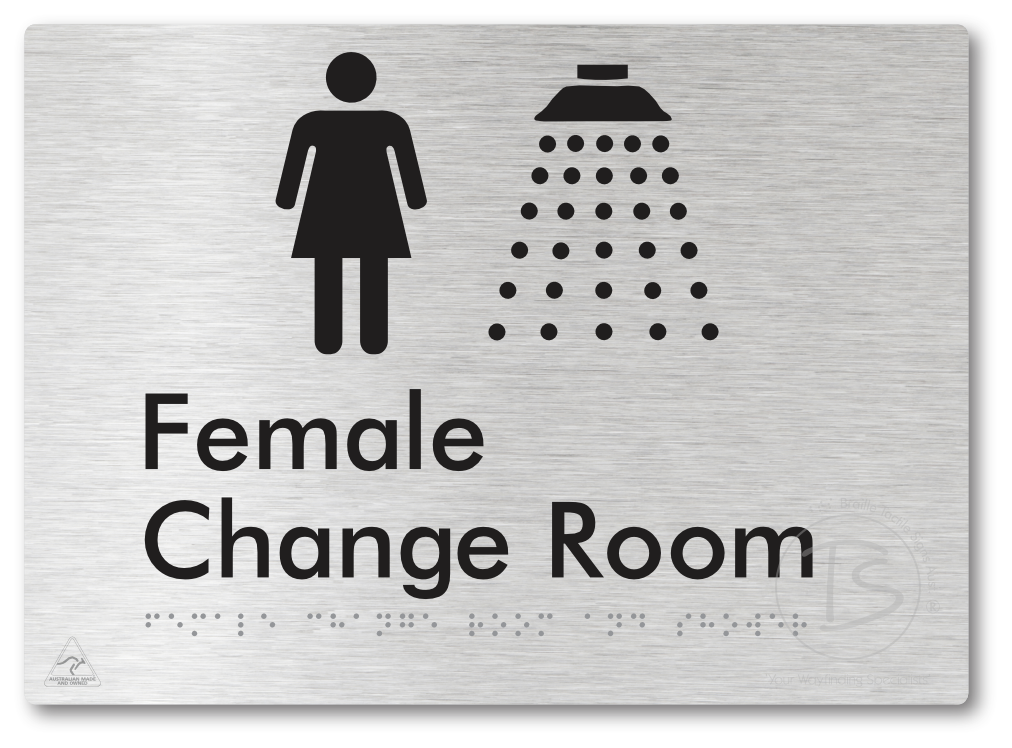Female Change Room and Shower - Braille Tactile Signs Aust.