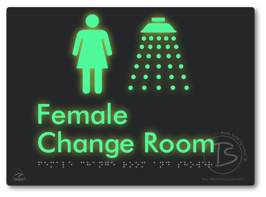 Female Change Room and Shower - Braille Tactile Signs Aust.