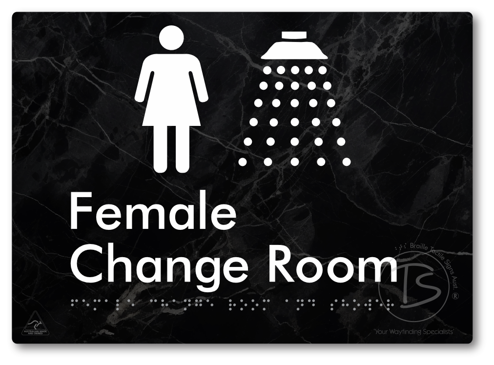 Female Change Room and Shower - Braille Tactile Signs Aust.