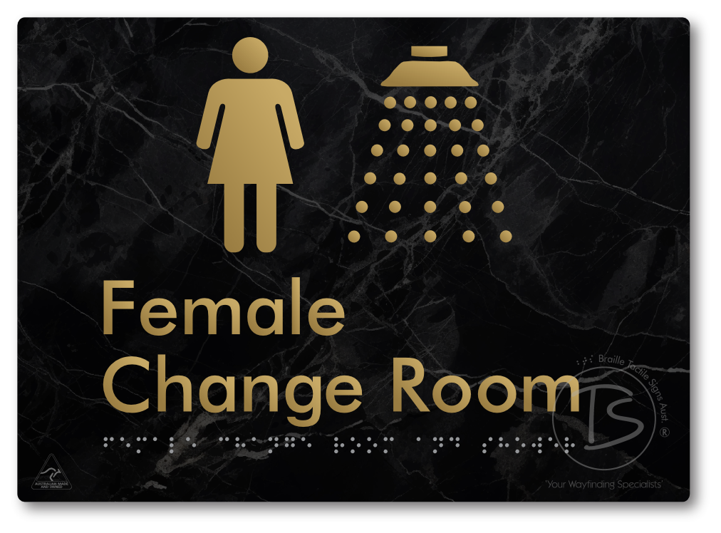 Female Change Room and Shower - Braille Tactile Signs Aust.
