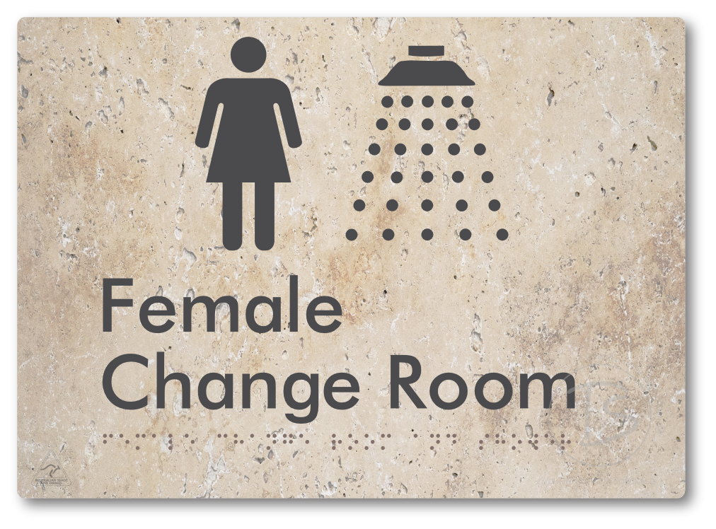Female Change Room and Shower - Braille Tactile Signs Aust.