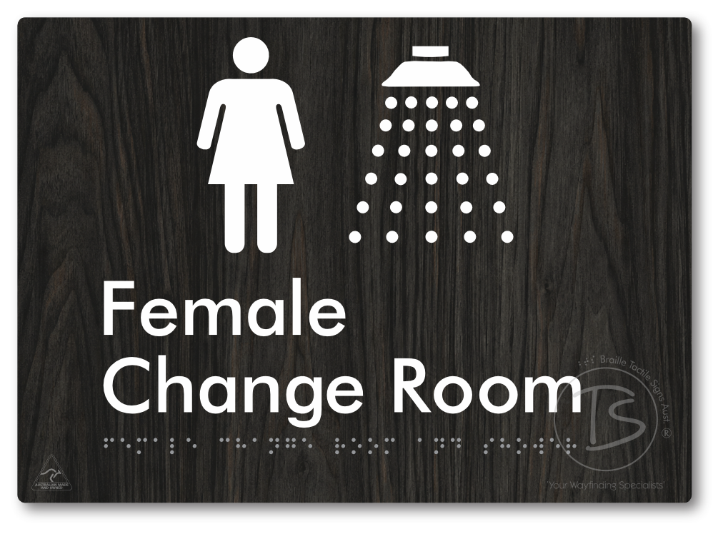 Female Change Room and Shower - Braille Tactile Signs Aust.