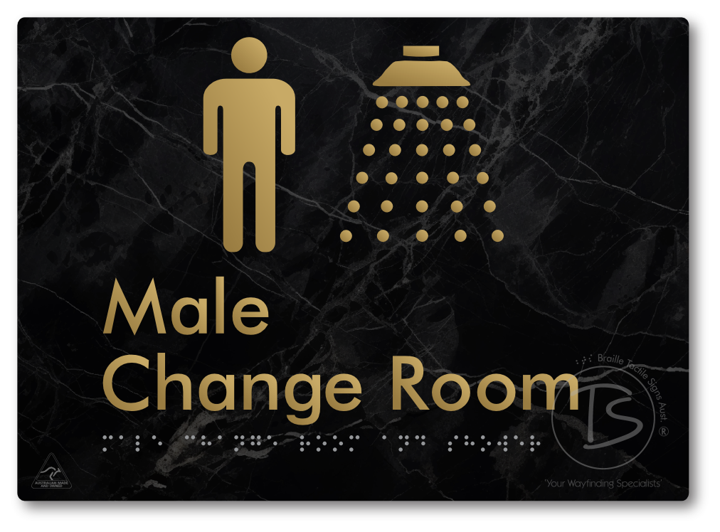 Male Change Room and Shower - Braille Tactile Signs Aust.