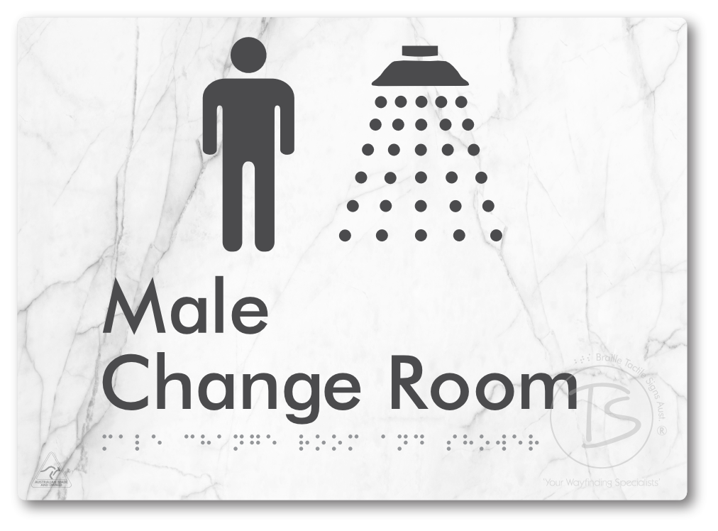 Male Change Room and Shower - Braille Tactile Signs Aust.