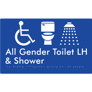 All Gender Accessible Toilet LH / RH & Shower - Braille Tactile Signs Aust.