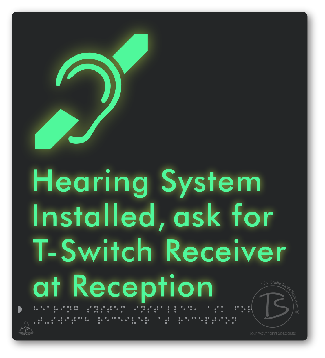 Hearing System Installed, ask for T-Switch Receiver at Reception