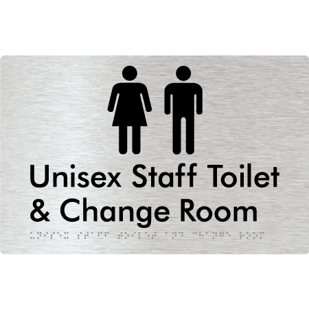Braille Sign Unisex Staff Toilet & Change Room - Braille Tactile Signs (Aust) - BTS388-aliB - Fully Custom Signs - Fast Shipping - High Quality - Australian Made &amp; Owned