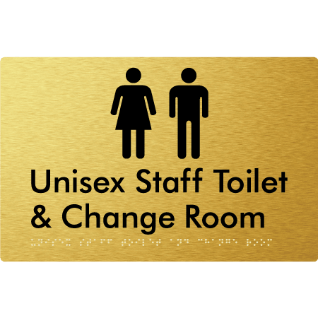 Braille Sign Unisex Staff Toilet & Change Room - Braille Tactile Signs (Aust) - BTS388-aliG - Fully Custom Signs - Fast Shipping - High Quality - Australian Made &amp; Owned