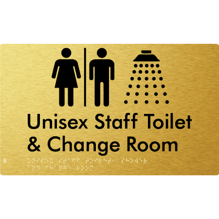 Braille Sign Unisex Staff Toilet, Shower & Change Room with Air Lock - Braille Tactile Signs (Aust) - BTS389-AL-aliG - Fully Custom Signs - Fast Shipping - High Quality - Australian Made &amp; Owned
