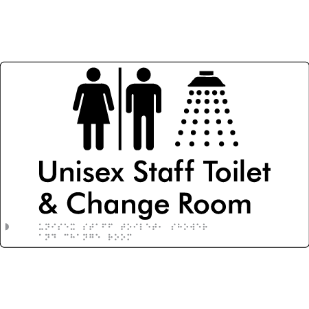 Unisex Staff Toilet, Shower & Change Room with Air Lock - Braille Tactile Signs Aust.