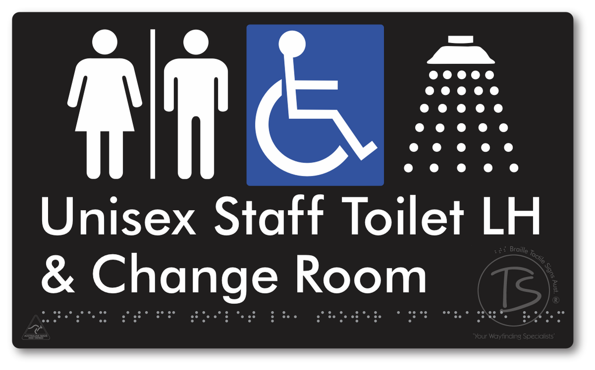 Unisex Staff Accessible Toilet LH or RH, Shower & Change Room with Air Lock