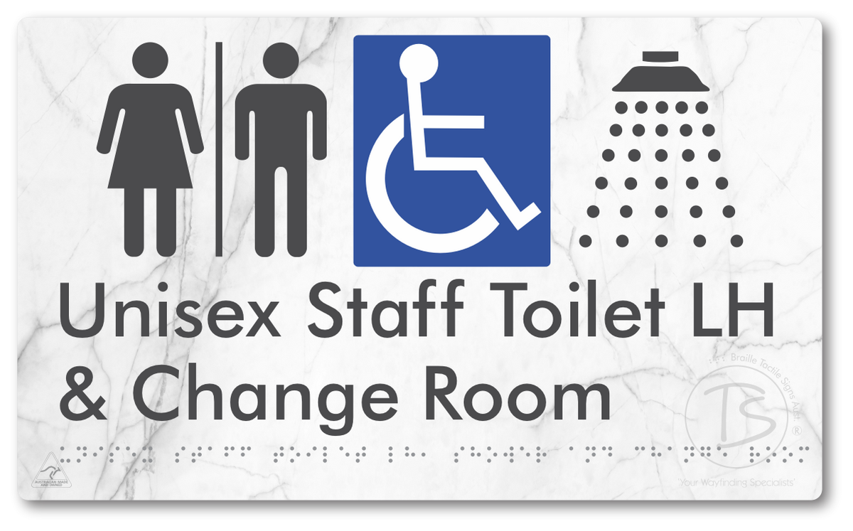 Unisex Staff Accessible Toilet LH or RH, Shower & Change Room with Air Lock