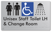 Unisex Staff Accessible Toilet LH or RH, Shower & Change Room with Air Lock