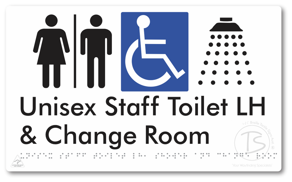 Unisex Staff Accessible Toilet LH or RH, Shower & Change Room with Air Lock