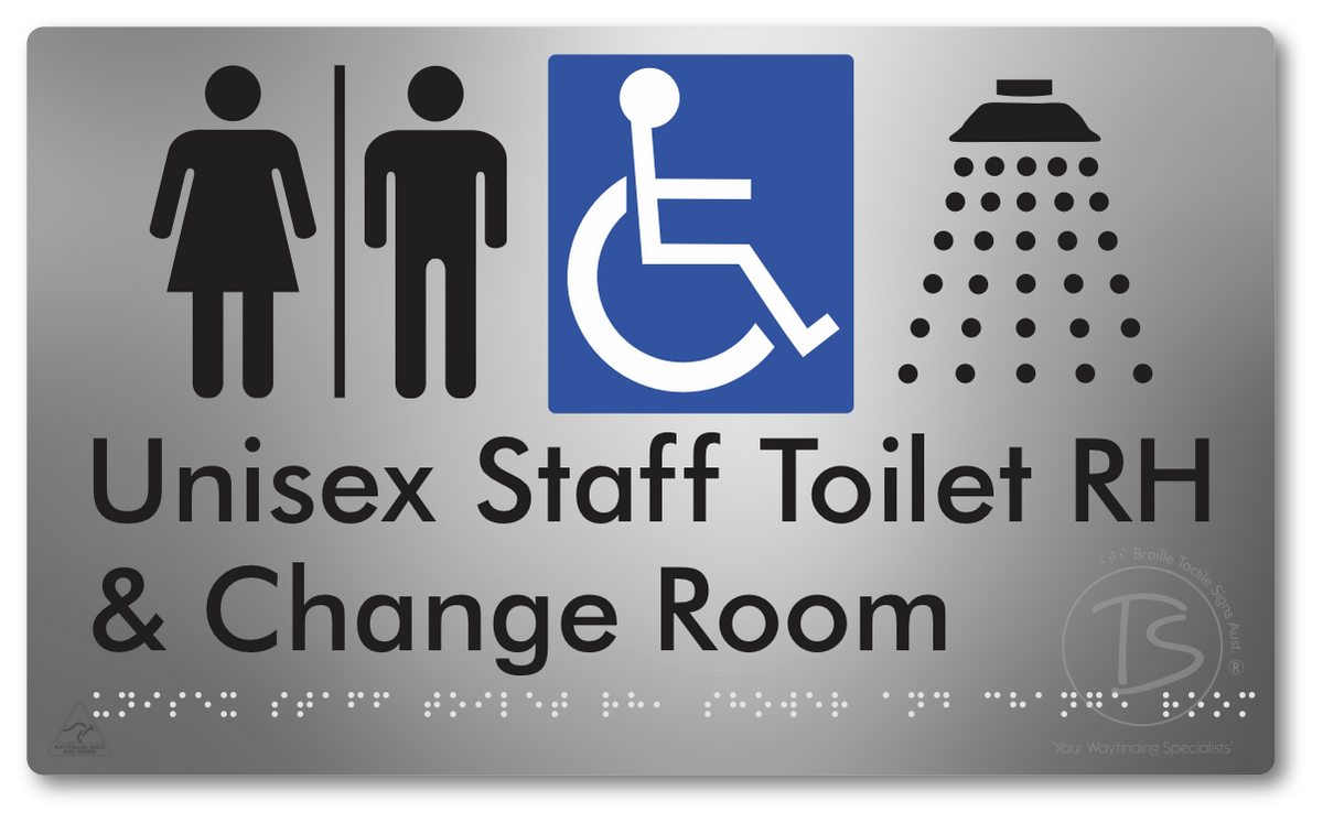 Unisex Staff Accessible Toilet LH or RH, Shower & Change Room with Air Lock