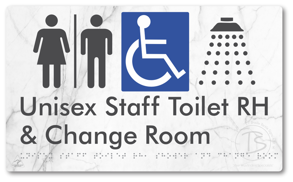 Unisex Staff Accessible Toilet LH or RH, Shower & Change Room with Air Lock
