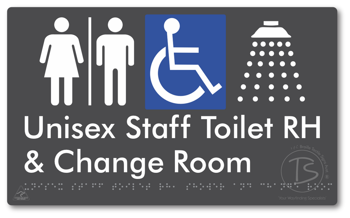 Unisex Staff Accessible Toilet LH or RH, Shower & Change Room with Air Lock