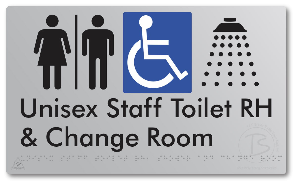 Unisex Staff Accessible Toilet LH or RH, Shower & Change Room with Air Lock