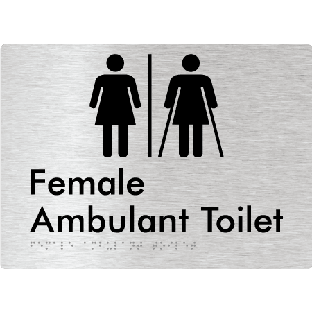 Braille Sign Female Ambulant Toilet with Air Lock - Braille Tactile Signs (Aust) - BTS395-AL-aliB - Fully Custom Signs - Fast Shipping - High Quality - Australian Made &amp; Owned