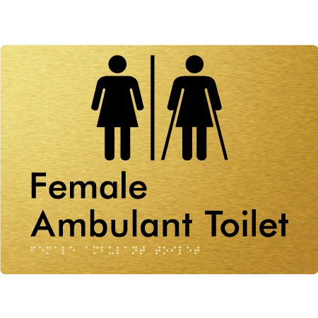 Braille Sign Female Ambulant Toilet with Air Lock - Braille Tactile Signs (Aust) - BTS395-AL-aliG - Fully Custom Signs - Fast Shipping - High Quality - Australian Made &amp; Owned