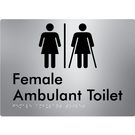 Braille Sign Female Ambulant Toilet with Air Lock - Braille Tactile Signs (Aust) - BTS395-AL-aliS - Fully Custom Signs - Fast Shipping - High Quality - Australian Made &amp; Owned