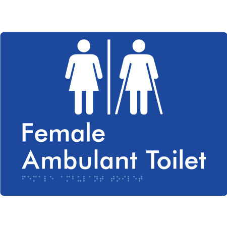 Braille Sign Female Ambulant Toilet with Air Lock - Braille Tactile Signs (Aust) - BTS395-AL-blu - Fully Custom Signs - Fast Shipping - High Quality - Australian Made &amp; Owned