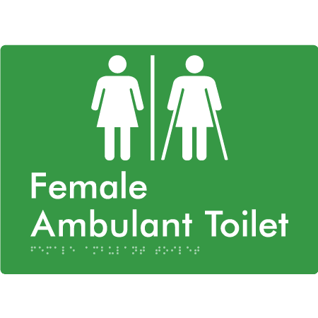 Braille Sign Female Ambulant Toilet with Air Lock - Braille Tactile Signs (Aust) - BTS395-AL-grn - Fully Custom Signs - Fast Shipping - High Quality - Australian Made &amp; Owned