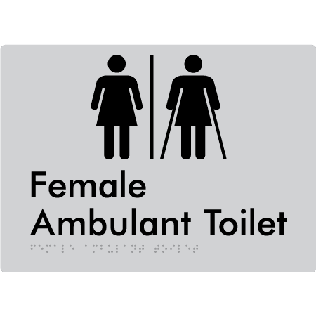 Braille Sign Female Ambulant Toilet with Air Lock - Braille Tactile Signs (Aust) - BTS395-AL-slv - Fully Custom Signs - Fast Shipping - High Quality - Australian Made &amp; Owned