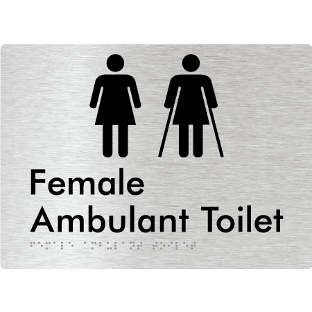 Braille Sign Female Ambulant Toilet - Braille Tactile Signs (Aust) - BTS395-aliB - Fully Custom Signs - Fast Shipping - High Quality - Australian Made &amp; Owned