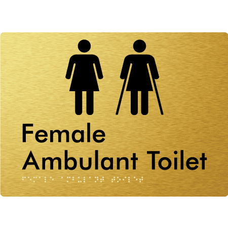 Braille Sign Female Ambulant Toilet - Braille Tactile Signs (Aust) - BTS395-aliG - Fully Custom Signs - Fast Shipping - High Quality - Australian Made &amp; Owned